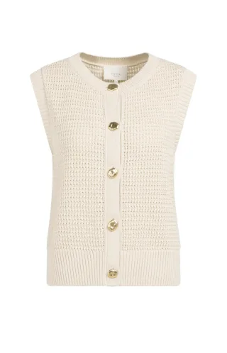 Yaya - Ärmellose Strickjacke beige - Gr. - S