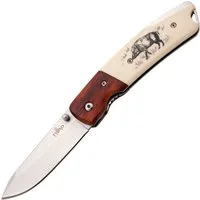 Third Taschenmesser Third Einhandmesser Wildsau, Holz mit ABS Backen, 11,4cm, Braun creme, (1 St), Mit Wildschweinaufdruck