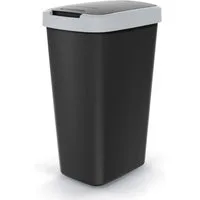 Spetebo Mülleimer Kunststoff Abfalleimer eckig schwarz - 45 Liter, praktischer 2-Wege-Schwing-Klappdeckel