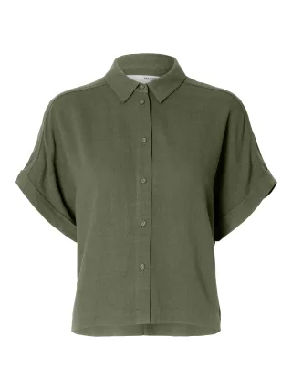 selected women - SLWVIVA SS CROPPED SUN SHIRT NOOS Deep Lichen Green - Gr. - 42