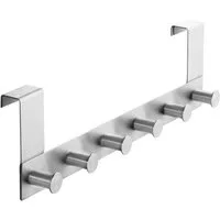 SO-TECH® Türgarderobe Garderobenleiste LINEA 380 x 110 mm, mit 6 Haken Türhaken, (Spar-Set, 2-St), Edelstahl matt gebürstet, für Türen mit Falz max. 16 mm