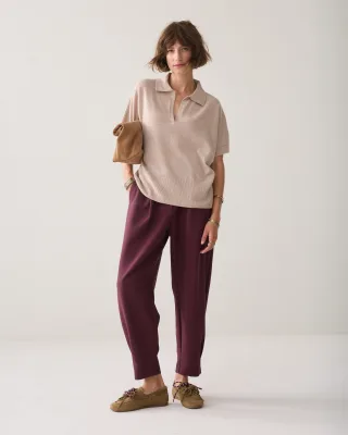Summum - Trousers tapered fit Foam uni dark burgundy - Gr. - 38