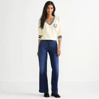 Recover Jeans High Waist mit weitem Bein in Petite-Größe, Damen, size: petite, Blau, by Lands' End