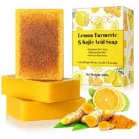 P-Beauty Cosmetic Accessories Gesichtsseife Kurkuma Kojisäure-Seife Zitronen Gesichtsseife Hautaufhellend, 3-tlg., Hautpflege, Gesichtspflege