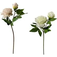 Kunstblume Pfingstrosen 2er Set Flora Weiß/Rosa, HTI-Living, Höhe 23 cm, Kunstblume 23 cm