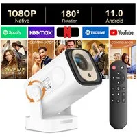 XGODY Gimbal 5 Pro-Autofokus-Beamer Mini-Beamer (400 lm, 10000:1, 3840 X2160P px, BT 5.4 Auto Trapezkorrektur, 150-Zoll-Display für Phone/PC/PS5/Xbox)