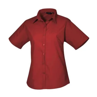 Premier - Bluse für Damen kurzärmlig (Burgunderrot)