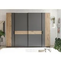 Schlafkontor Kleiderschrank Daria Drehtürenschrank, Schwebetürenschrank, Schiebetürenschrank Absetzung in Viking Oak heller Rillenoptik