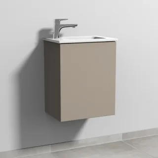 Sanipa 3way Waschtischunterbau zu Duravit ME by Starck Waschtisch mit 1 Tür, Sandgrau-Matt SF72167