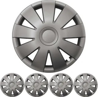 4x PREMIUM DESIGN Radkappen Radzierblenden 15 ZOLL "Nefryt" in Grau Anthrazit