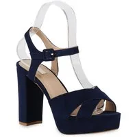 VAN HILL 826159 Plateausandaletten Damen Plateau Sandaletten Blockabsatz Party High Heels