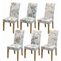 Vivi Idee Stuhlbezug Stuhlhussen 4/6er Set Spannbezug Blätterzauber, für Esszimmerstühle Schwingstuhl Waschbar