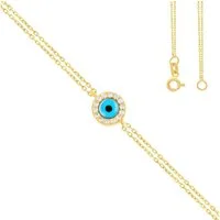 Stella-Jewellery Goldarmband Armband 585er Gelbgold Plättchen Glücksauge 18 cm (inkl. Etui, 1-tlg), Armkette, Goldarmband