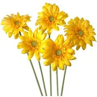 Kunstblume Künstliche Gerbera 5er Set 47 cm – realistische Kunstblumen Gelb, naninoa GmbH, Höhe 47.00 cm