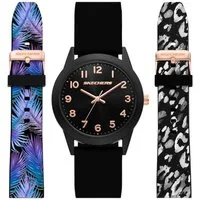 Skechers Quarzuhr Printed Interchangeable Straps SR9150, (Set, 3-tlg., mit zwei Wechselbändern), Armbanduhr, Damenuhr, Silikonarmband, Ideal auch als Geschenk, analog