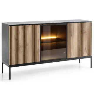 Graingold Kommode, Eiche Wotan, Metall, 6 Fächer, Rechteckig,Rechteckig, 154x83x39 cm, Wohnzimmer, Kommoden & Sideboards, Kommoden