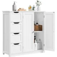 Yaheetech Badkommode Unterschrank mit Schubladen, Badezimmerschrank Badschrank Bodenschrank, Weiß