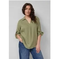 s.Oliver Kurzarmbluse Bluse Leinenmix-Bluse mit 3/4-Ärmeln und Turn-up