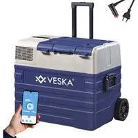 VESKA Elektrische Kühlbox Kompressor Gefriertruhe mobiler Kühlschrank, Kühltruhe, Gefrierbox, 12V/24V, 230V, für Auto, Lkw, Boot, Wohnwagen, Camping