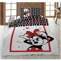 Disney Bettwäsche Disney Minnie Maus Kinder Bettwäsche 2tlg. Set 135x200 80x80, Baumwolle, 2 teilig, 100% Baumwolle