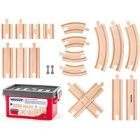 Woodyland Spielzeugeisenbahn-Schiene Holzeisenbahnset Zubehör Schienen in einer Aufbewahrungsbox. 20 tlg, (20-tlg), Holzgleise mit gängigen Holzschienen anderer Hersteller kombinierbar
