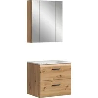 welltime Badezimmer-Set, (Set, 3-St., Spiegelschrank, Waschtisch inkl. Waschbecken), Bad-Kombination, Bad-Möbel, Badezimmer, Kombination, Kombi