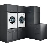 Laundreezy Mehrzweckschrank-Set Laundreezy, 7-tlg. Mehrzweckschrank-Set B/H/T 203/200/68 cm, (6-St), Breite 203 cm, Soft-Close-Funktion, höhenverstellbare Füße