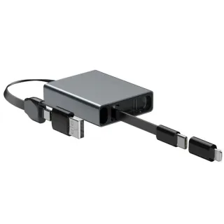 4-in-1 Telescopic USB Cable Box PD66W USB-A/USB-C to USB-C Fast Charging with iP Adapter for iPhone 17 17Pro 16 Pro Max