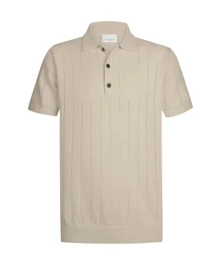 Profuomo - Offwhite Baumwoll-Rib-Polo cremeweiß - Gr. - L