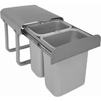 EKOTECH Einbaumülleimer Ekotech Abfallsammler Aladin grau 2x 8 Liter ab 40cm Unterschrank, ausziehbar montiert ab 30 cm Schrankbreite
