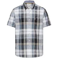 camel active Kurzarmhemd Kurzarm, kariertes Design, normale Passform, mit Button-down-Kragen