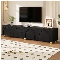 Merax Lowboard mit Bogenrelief und Metallfüßen (180 x 35 x 40 cm (L x B x H), 1 St), TV-Board TV-Schrank mit 4 Türen & großem Stauraum