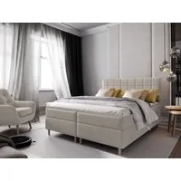 Masseno Boxbett IBIZA 180x200 cm mit Bonell Matratze und Topper, Doppelbett, Polsterbett mit Kopfteil, Boxspringbett