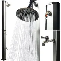 VIESTA Solardusche 35L mit Fußdusche–schwenkbarer Regenduschkopf–bis 60°C Schwarz/Silber