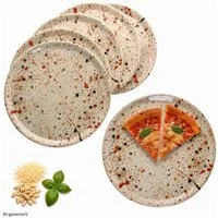 MamboCat Pizzateller 6x Pizzateller Granito Ø31,5cm XL-Teller 6 Personen 3D Steinoptik