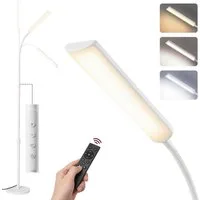 VASAGLE Stehlampe Stehleuchte, Leselampe, 141-175 cm höhenverstellbar, 360° drehbarer Schwanenhals, Timer- und Memory-Funktion, Fernbedienung