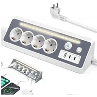 AKKEE Tischsteckdosenleiste, Eck-Steckdosenleiste Mehrfachsteckdose, 4 Fach Mehrfachsteckdose mit USB und 2 Type-C