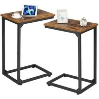 AMHANCIBLE Beistelltisch Laptop-Tisch & Couchtisch 2er Set, für Wohnzimmer & Schlafzimmer (2-St), C-förmig, zum Unterschieben unter Sofa/Bett, mit Metallgestell
