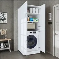 Roomart Waschmaschinenumbauschrank SERIE DORA II Waschmaschinenschrank 70 cm, 2 Größen in 5 Farben (für Waschmaschine & Trockner mit Regalböden, Waschmaschinenschrank für Waschmaschine & Trockner – 2 Höhen wählbar) 130 kg Belastbarkeit, 73,8 cm tief,