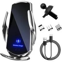 Senmudi Handy-Halterung Kabelloses Autoladegerät 15W, Auto Handyhalterung mit Ladefunktion, (Qi Schnellladegerät, magnetisch und automatische Klemmung, 360° Drehung, für Lüftungsschlitze im Auto, kompatibel mit MagSafe und magnetischen Smartphones)