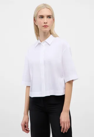 ETERNA - Signature Shirt Bluse Popeline Kurzarm weiß - Gr. - 42/Kurzarm