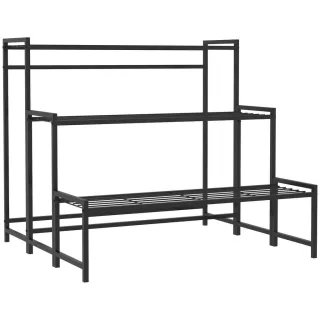 Outsunny Pflanzenständer, Schwarz, Metall, 70x66x75 cm, Wohnzimmer, Wohnzimmertische, Blumenständer