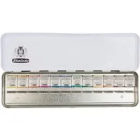 Schmincke Aquarellfarbe HORADAM® AQUARELL Farbkasten Slim Line mit 12 1/2 Näpfchen