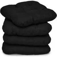 Beautissu Stuhlkissen 4er Set Sitzkissen Lisa Schwarz, 40x40x8cm, Indoor & Outdoor Kissen mit 8cm Schaumstoff Füllung, widerstandsfähig