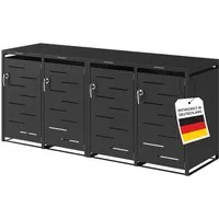 STEELSØN Mülltonnenbox Diorus 120L, abschließbar (Graphitschwarz, verfügbar mit 1, 2, 3, 4, oder 5 Türen), aus verzinktem Stahl