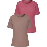 Vivance Kurzarmshirt mit sommerlichem Ajour-Muster (2er-Pack) aus luftiger Baumwoll-Qualität