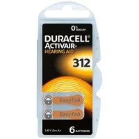 Duracell Knopfzelle, (1.4 V, 6 St), Hörgeräte-Batterien DA312 / PR41, 175 mAh