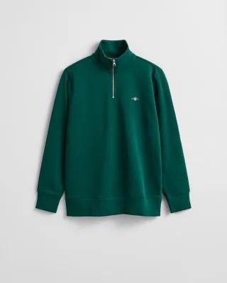 GANT - Shield Sweatshirt mit halblangem Reißverschluss deep forest green - Gr. - XXL