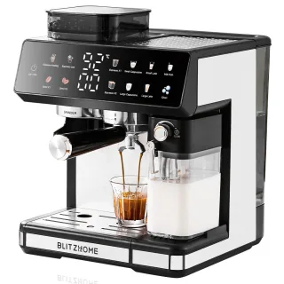 [EU Direct] BlitzHome® CM5710 All-in-One Espresso Coffee Machine with Built-in Grinder Dual Boiler, Automatic Milk Froth
