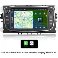 GABITECH 7 zoll Android 13 Autoradio GPS Navi Android für Ford Focus II Transit Autoradio (S-Max, Mondeo 9, Galaxy II, C-Max, Kuga. Drahtlos Carplay)